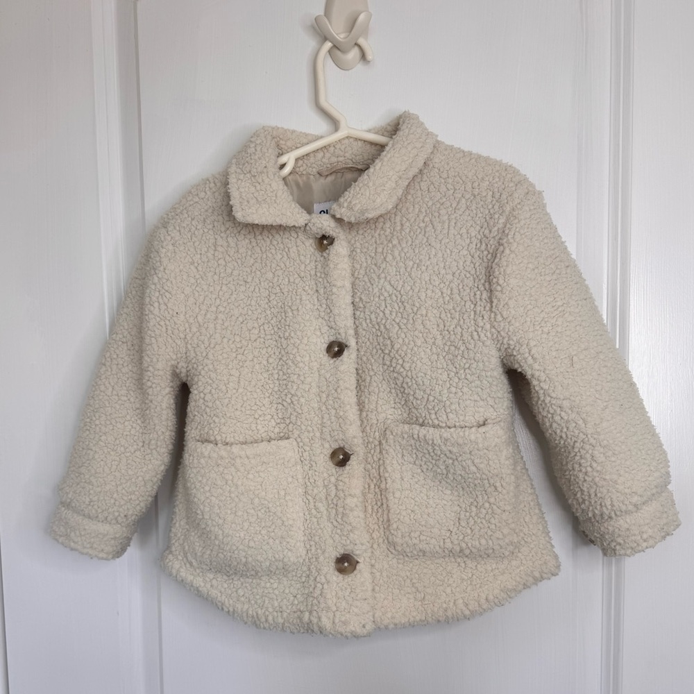 Old Navy Toddler Cream Sherpa Button-Up Coat Jacket